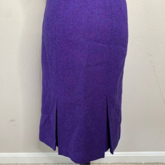 Avoca Collection Purple Vintage High Waist Midi A-Line Skirt - Picture 9 of 12